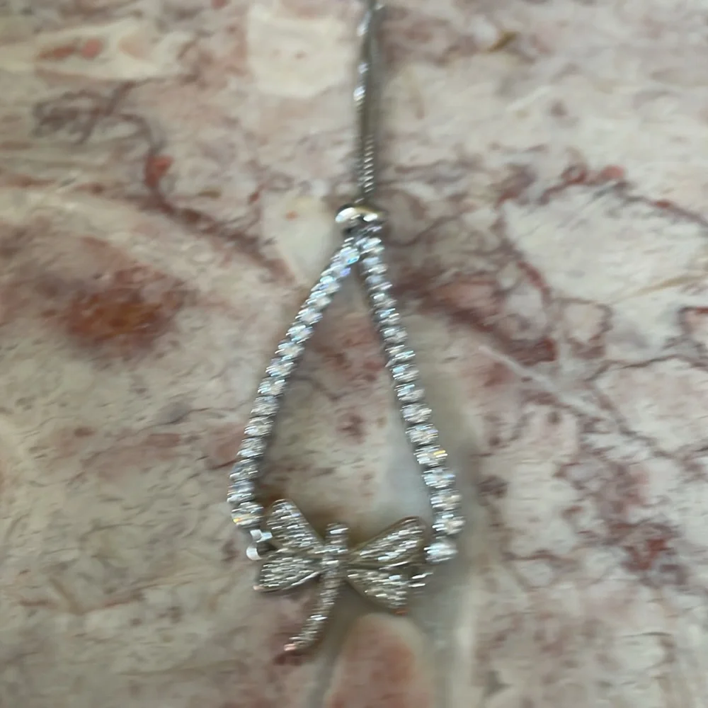 NWT~Woman’s Sterling Silver Diamonique Slide Adjustable Dragonfly Bracelet - Picture 5 of 9